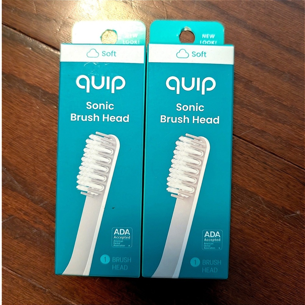 Quip Sonic Brush Head Refills Soft Bristles 2 Pack White Silver ADA Accepted